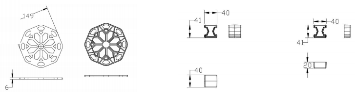 dimension diagram for top cover and big & small connector